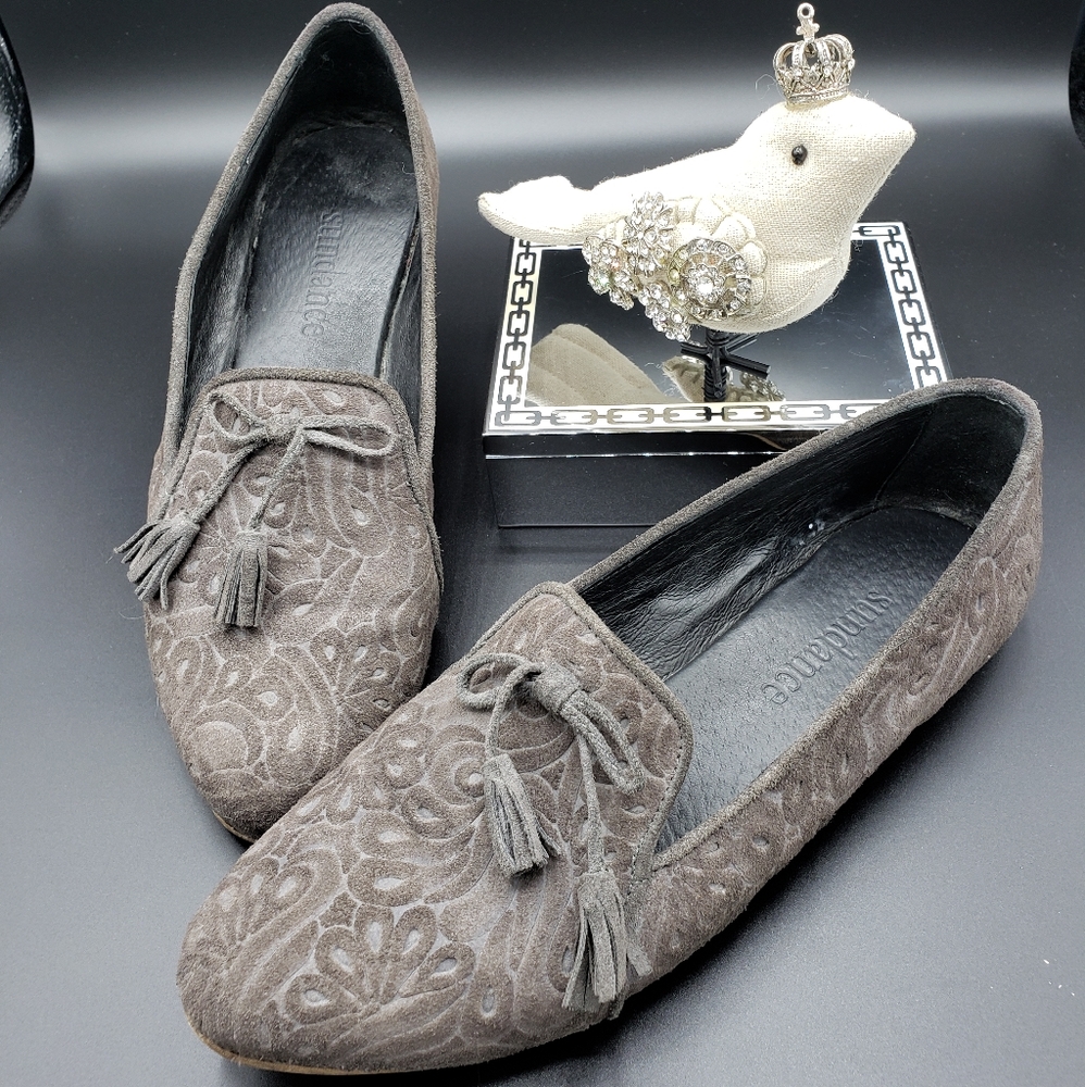 Tooled Grey Leather and Suede loafer